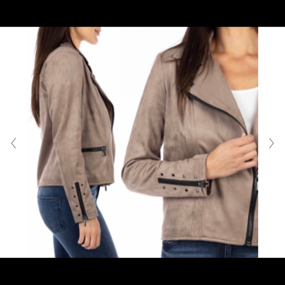 NWT Kut from the Kloth Eveline Vegan Suede Moto Jacket - Size XS - Buff - Picture 4 of 8